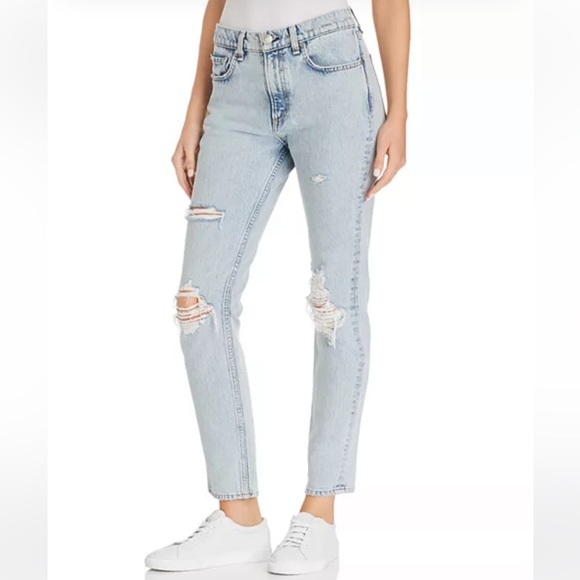 rag & bone Denim - RAG & BONE High Rise Distressed Cigarette Madison Jeans with Holes 25